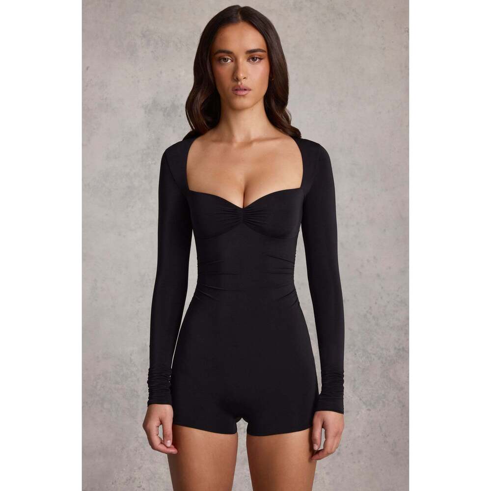 Oh Polly Ruched Long-Sleeve Playsuit in Black 6
NEW WITH TAGS!